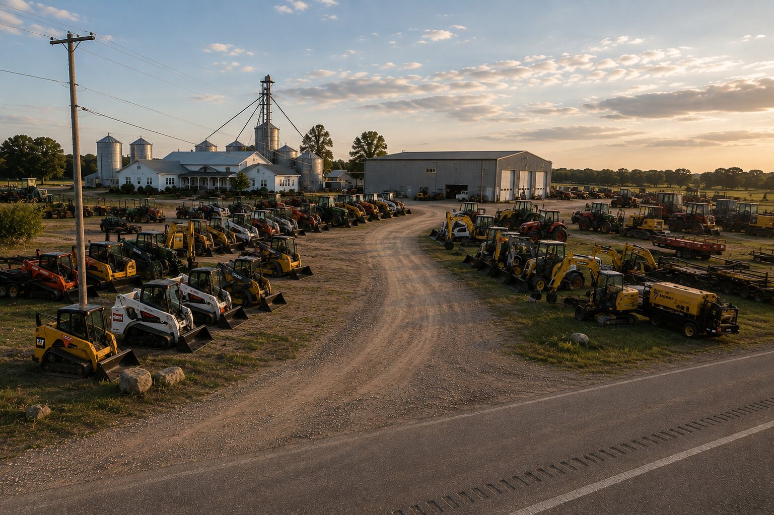 Gem Family Farms Equipment yard with farm and construction machinery